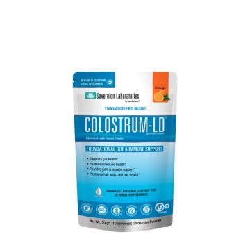 Colostrum-LD® Powder Intro/Travel Pak, sabor a naranja natural :: 50 g, suministro para ~5-10 días