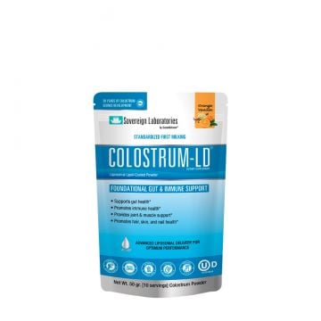 Colostrum-LD® Powder Intro/Travel Pak, sabor natural a naranja y vainilla :: 50 g, suministro para ~5 a 10 días
