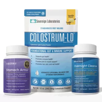 Ultimate Gut Health Bundle :: Overnight Cleanse + Stomach Armor + 12oz Colostrum-LD, Vanilla Flavor