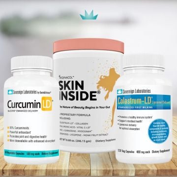 Trío definitivo para el cuidado de la piel :: Regenacol Skin Inside + Curcumin-LD + Colostrum-LD Capsules